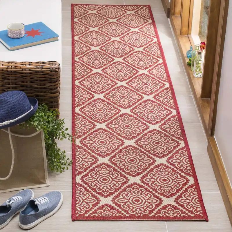 Money Back Guarantee Safavieh Linden 100 Rug Collection LND132Q - Red / Creme