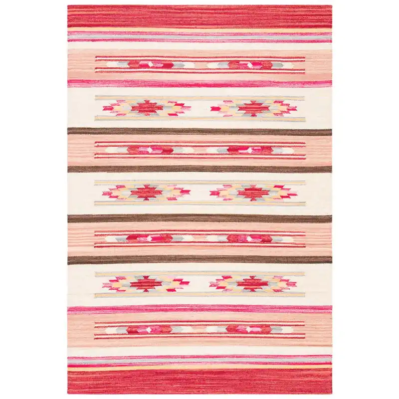 Safavieh Cotton Kilim Rug Collection KLC301Q - Red / Ivory Luxury