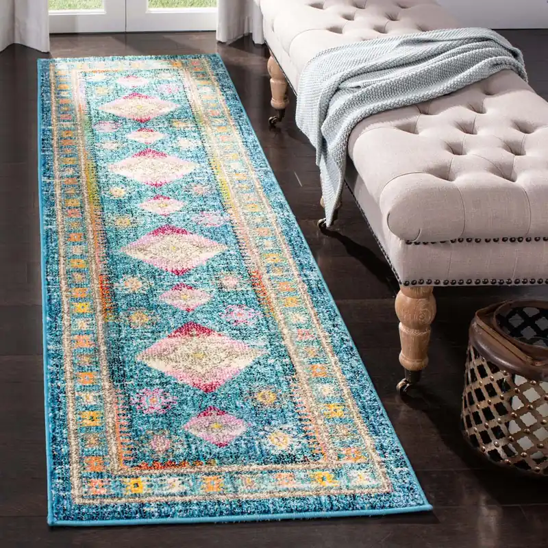 Safavieh Madison 300 Rug Collection MAD305R - Blue / Fuchsia Fast Shipping