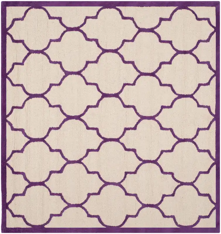 Best Choice Contemporary Square Area Rug, CAM134V, 182 X 182 cm in Ivory / Purple