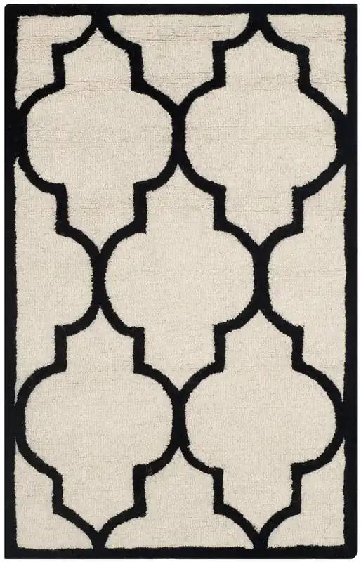 Contemporary Area Rug, CAM134W, 90 X 150 cm in Ivory / Black Fan Favorite