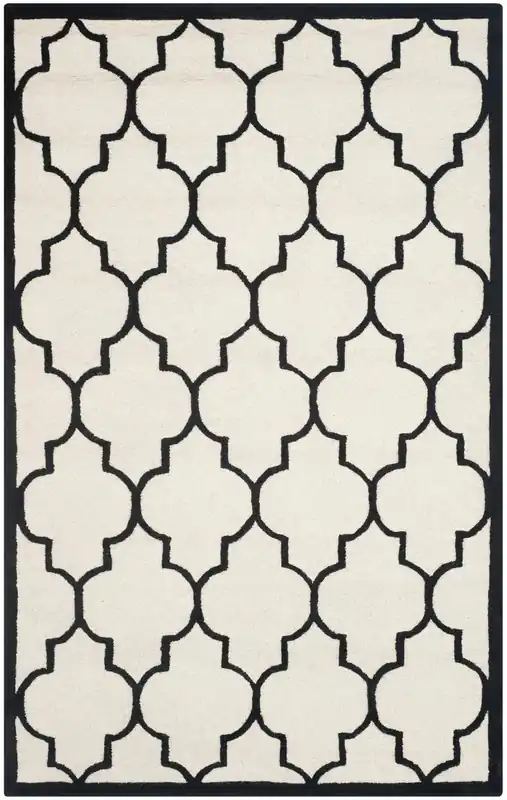 Contemporary Area Rug, CAM134W, 120 X 180 cm in Ivory / Black Grab Now