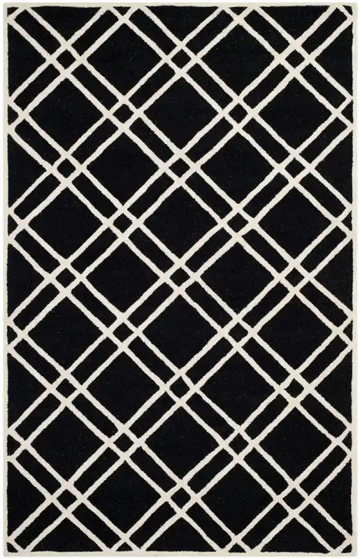 Contemporary Area Rug, CAM142E, 120 X 180 cm in Black / Ivory Free Shipping