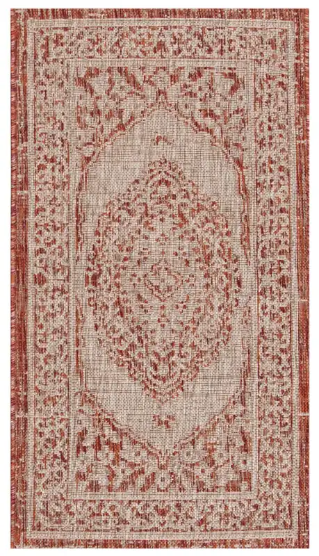 Latest Contemporary Accent Rug, CY8751-36512, 60 X 109 cm in Light Beige / Terracotta
