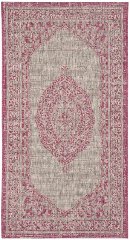 Crafted Contemporary Accent Rug, CY8751-39712, 60 X 109 cm in Light Grey / Fuchsia
