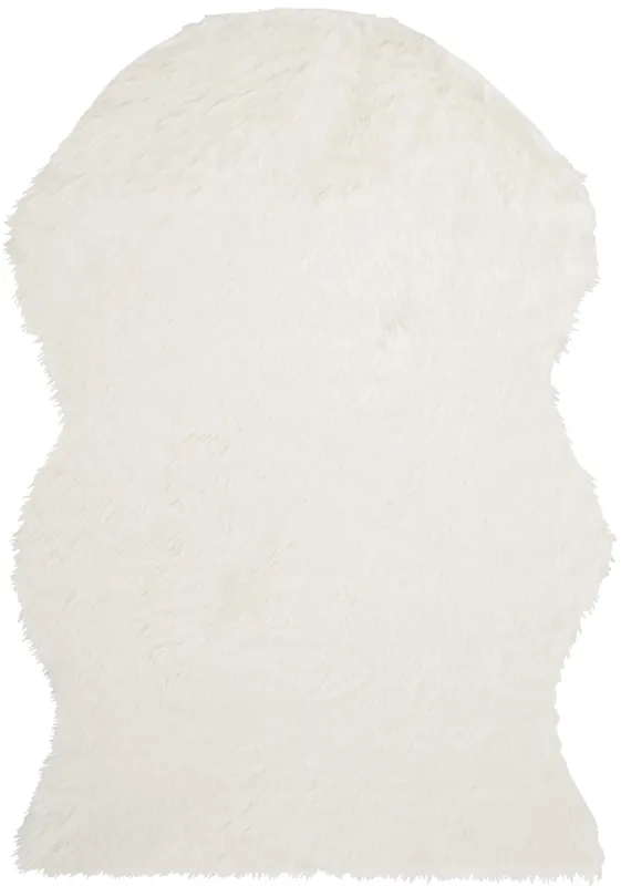 Professional Grade Faux Fur Sheepskin Area Rug, FSS115A, 160 X 230 cm in Ivory