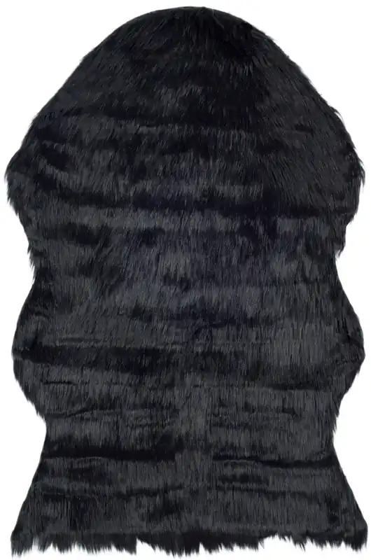 Faux Fur Sheepskin Area Rug, FSS115B, 90 X 150 cm in Black Direct From Manufacturer