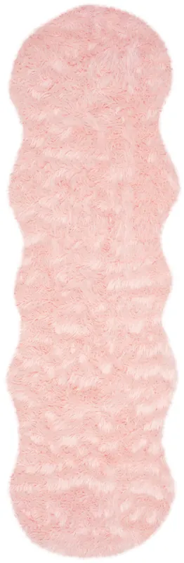 Warranty Included Faux Fur Sheepskin Runner Rug, FSS115G, 62 X 240 cm in Pink