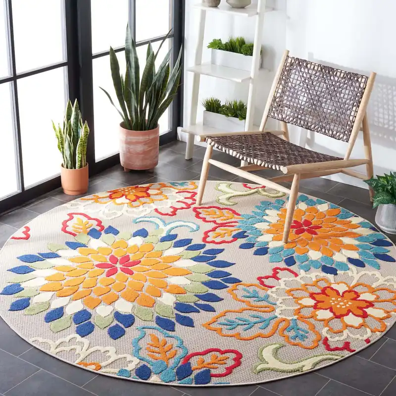 Best Price Safavieh Cabana Rug Collection CBN391A - Ivory / Orange