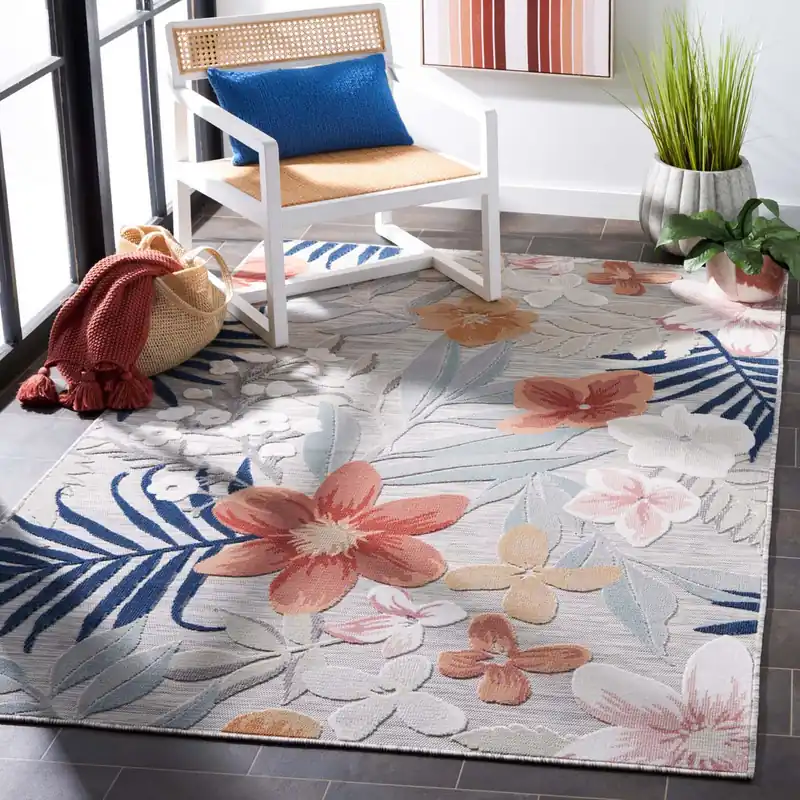 Brand New Safavieh Cabana Rug Collection: CBN454G - Grey / Rust