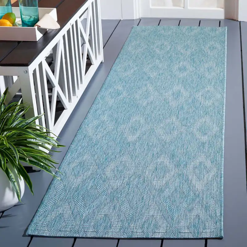 Top Rated Safavieh Courtyard Rug Collection CY8522-37122 - Aqua / Aqua