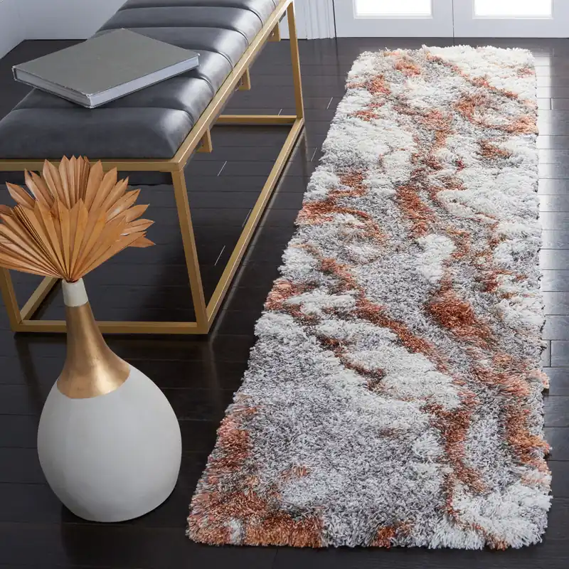 Sale Safavieh Horizon Shag Rug Collection: HZN890P-1115 - Grey / Rust