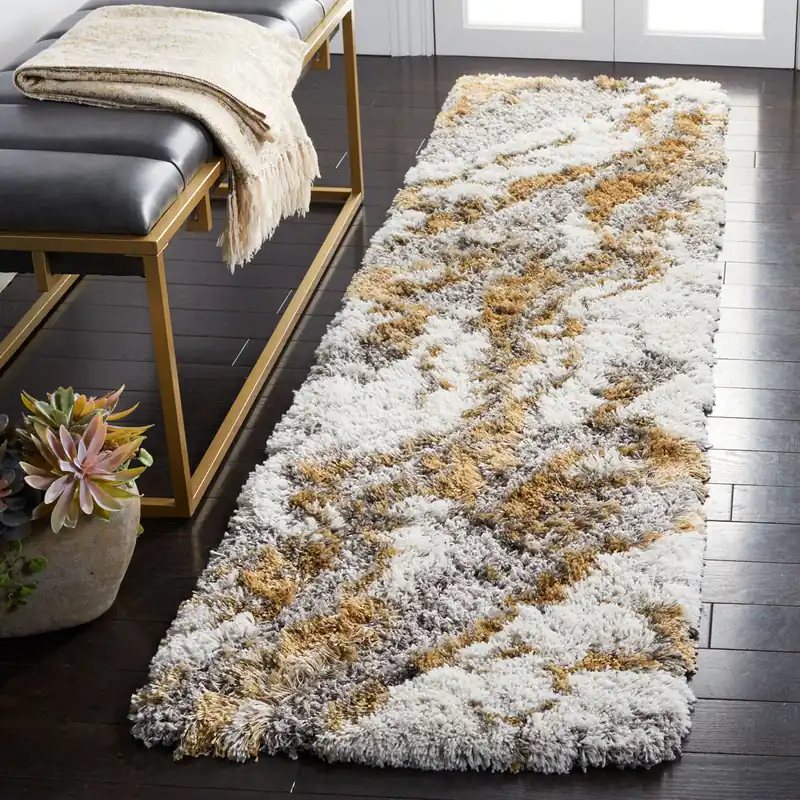 Safavieh Horizon Shag Rug Collection: HZN890D-10SQ - Grey / Gold Final Sale