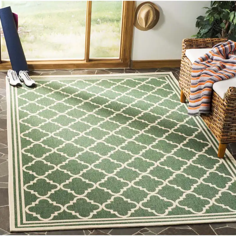 Free Returns Safavieh Linden 100 Rug Collection LND121Y - Green / Creme