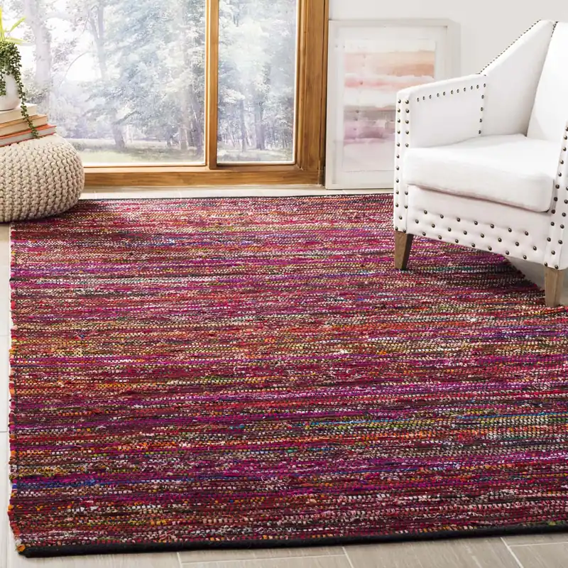 Free Shipping Safavieh Rag Rug Rug Collection RAR250H - Fuchsia / Black