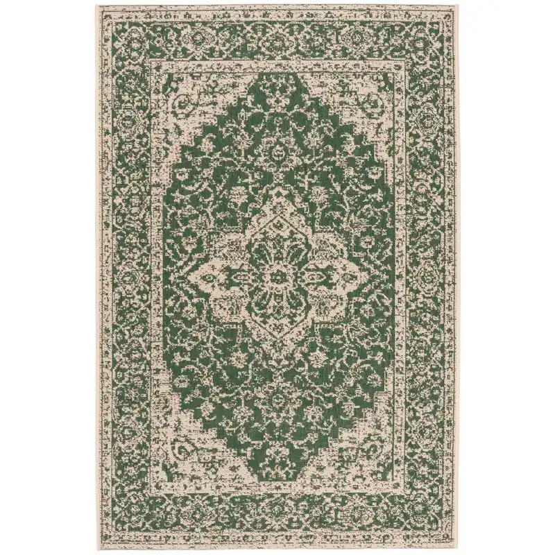 Safavieh Linden Rug Collection: LND137Y - Green / Creme Next Day Delivery