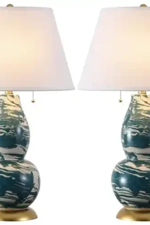 Instant Buy Safavieh Color Swirls 28 Inch H Glass Table Lamp-Light Blue/White (Set of 2)