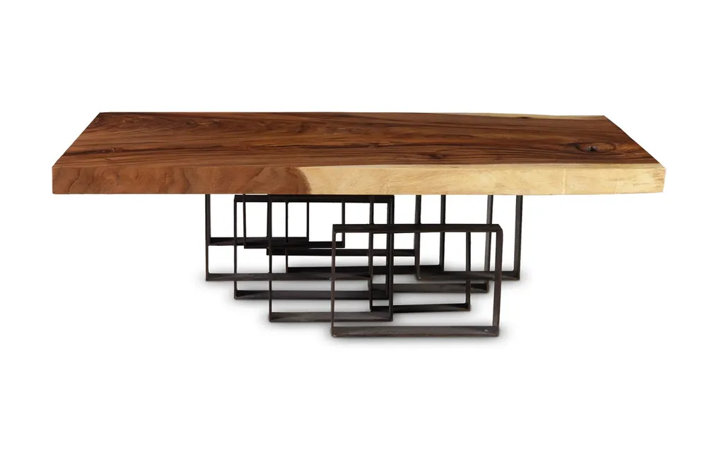 Score Coffee Table, Chamcha Wood, Iron Base | Phillips Collection - TH69094 Clearance