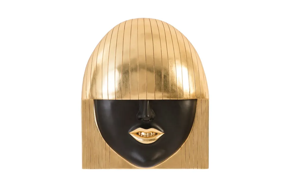 Free Shipping Fashion Faces Wall Art, Large, Smile, Black And Gold Leaf | Phillips Collection - PH94746