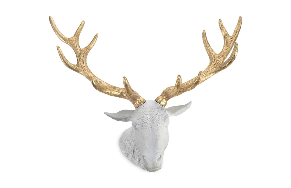 In Demand Stag Deer Head, White, Gold Leaf | Phillips Collection - PH67604