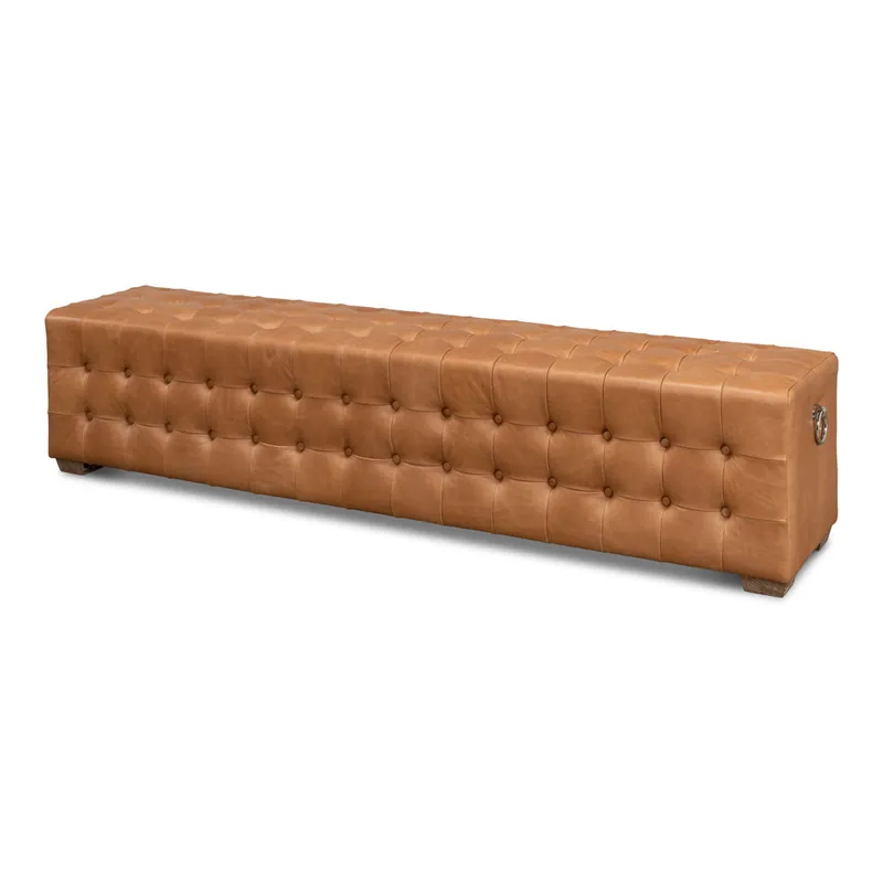 Certified Beam Bench Tufted Leather | Sarreid - 53544