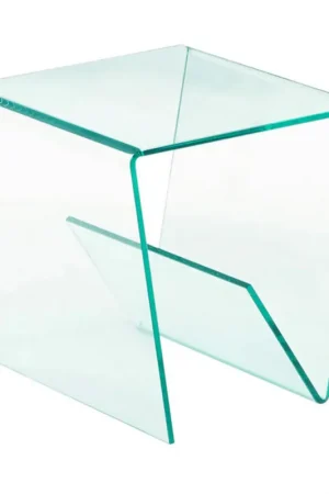 20" Square Bent Clear Glass Lamp Table | Modern Motion - 72102-LT Authentic