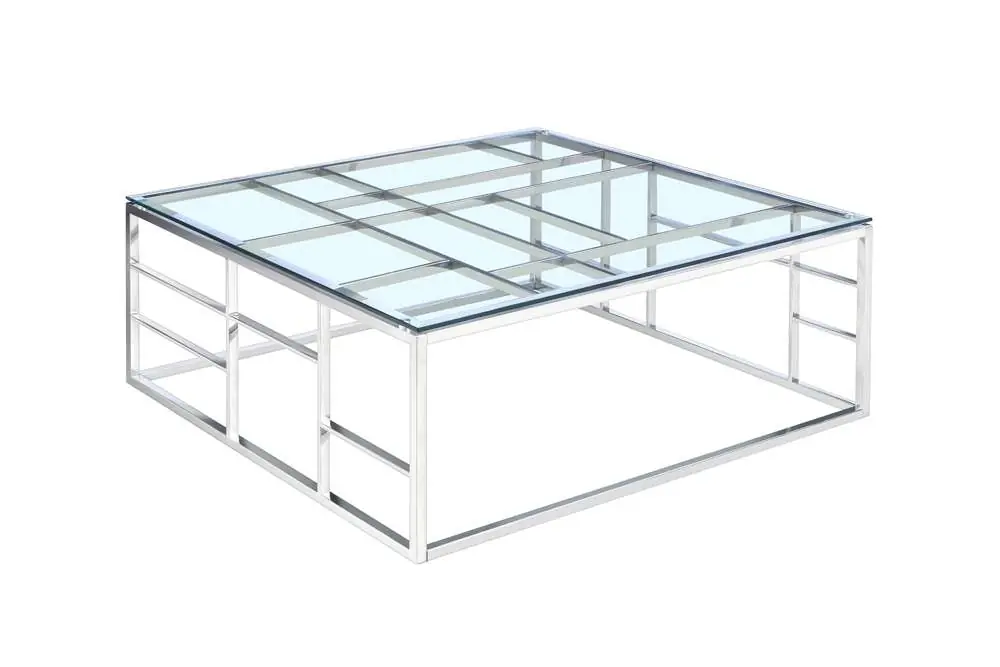 39" Square Glass Top w/ Ladder Style Frame | Modern Motion - 5073-CT Best Seller