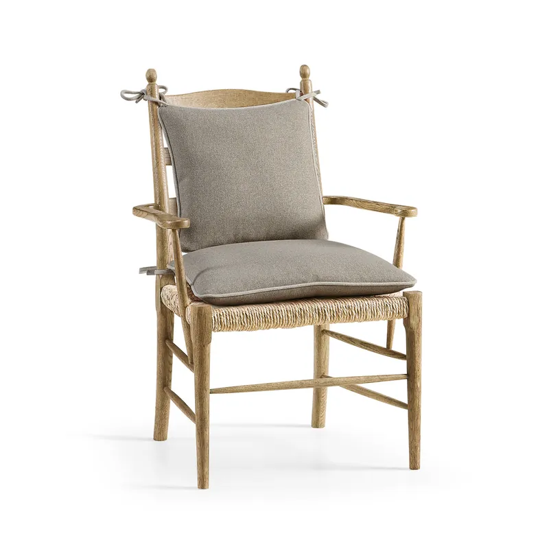 Timeless Doppler Ladderback Arm Chair In Stripped Brown Chestnut | Jonathan Charles Furniture - 003-2-000-WNC Certified