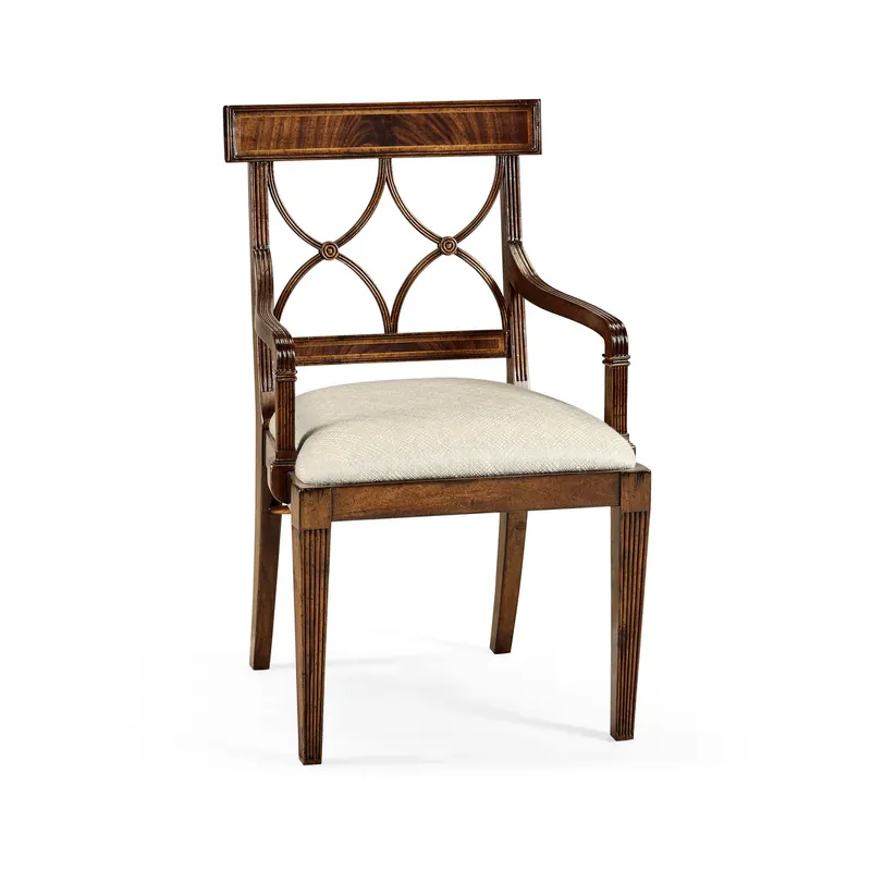 Buckingham Regency Mahogany Curved Back Arm Chair | Jonathan Charles Furniture - 494347-AC-MAH-F200 Express Delivery