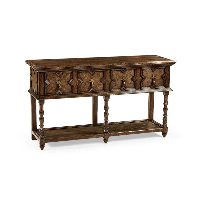 Country Farmhouse Tudor Style Dark Oak Buffet | Jonathan Charles Furniture - 492988-TDO Genuine