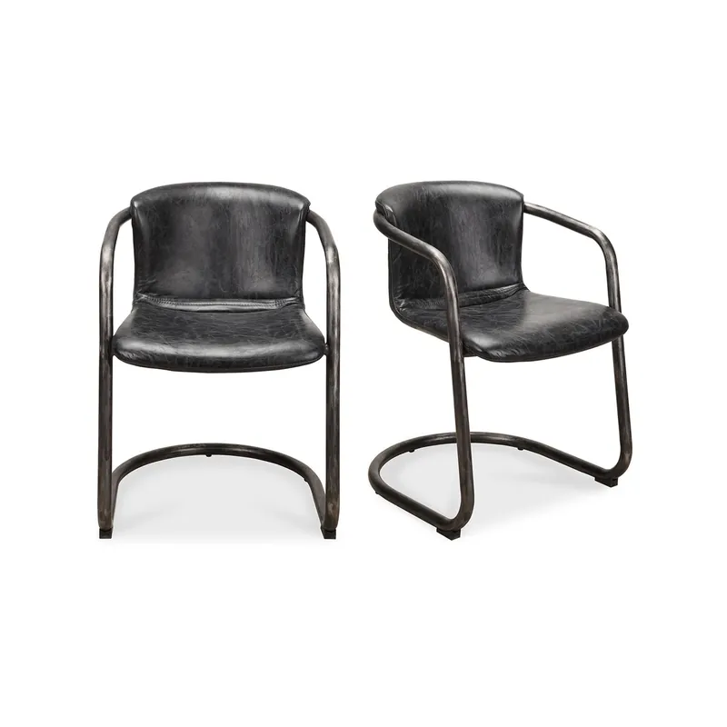 Direct From Manufacturer Freeman Dining Chair Onyx Black Leather -Set Of Two | Moe's Home Collection - PK-1059-02
