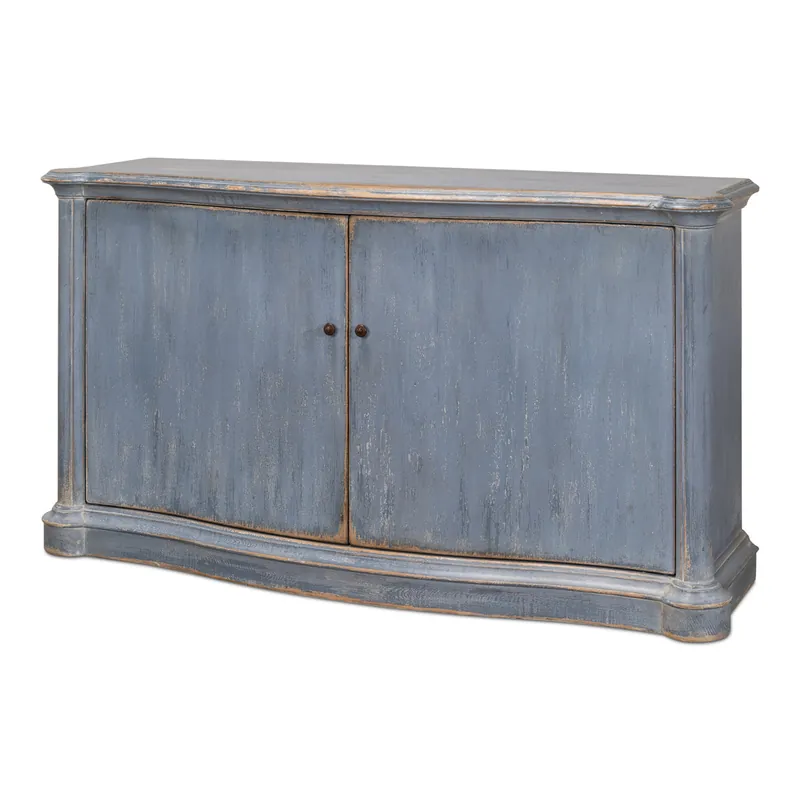 Columns Bowfront Sideboard Blue | Sarreid Ltd - 52755 Genuine