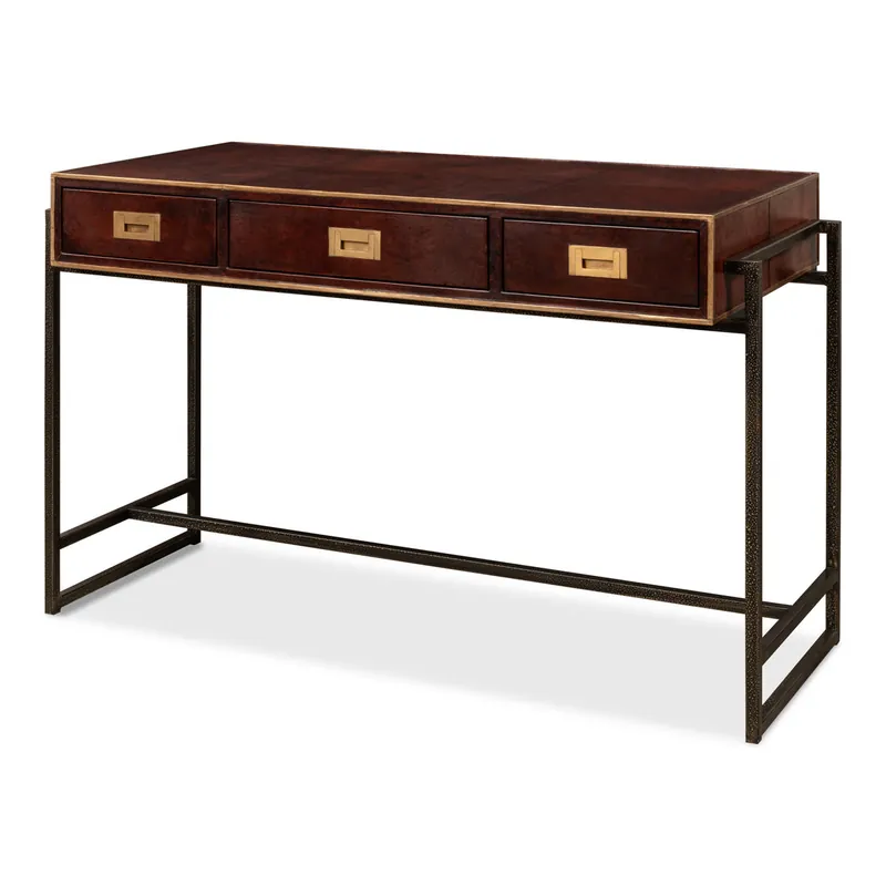 Old Brown Leather Desk | Sarreid Ltd - 53151 Fan Favorite