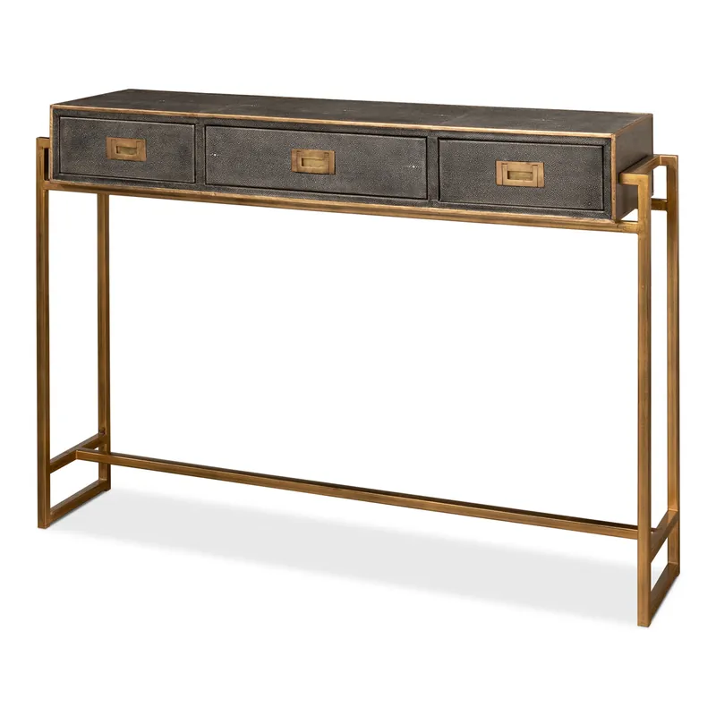 Shagreen Gold & Gray Console | Sarreid Ltd - 52982 Same Day Shipping