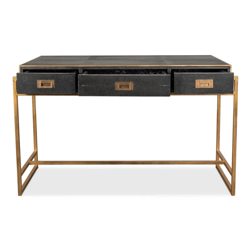 Buy Today Grey Leather Shagreen Desk | Sarreid Ltd - 40466