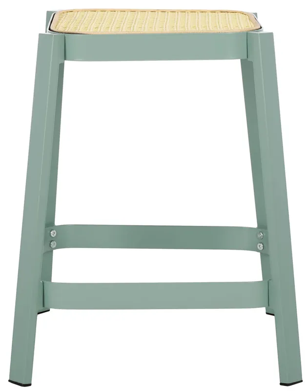 Get Yours Safavieh Palmyra Cane Stool - Aqua Smoke / Natural