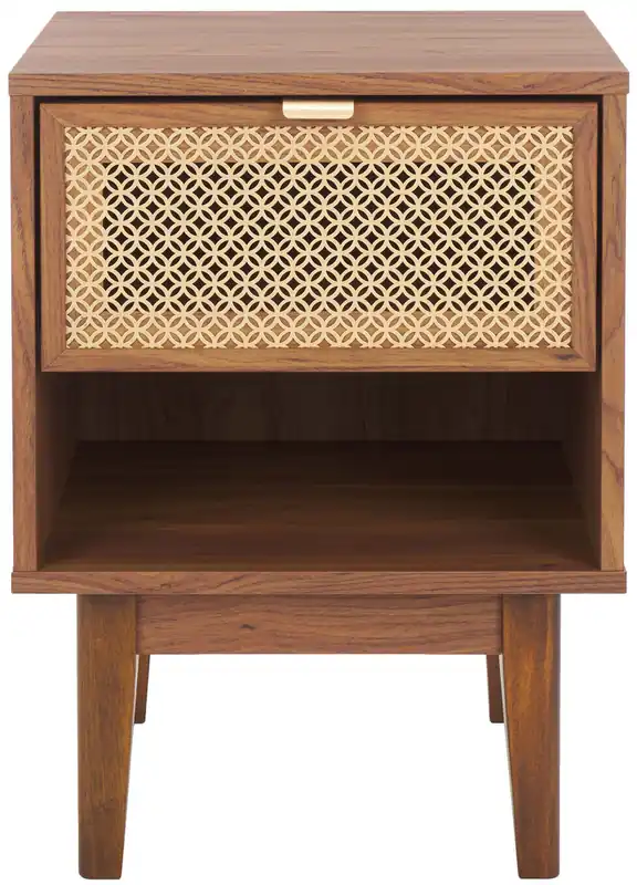Warranty Included Safavieh Ceu 1 Drawer Night Stand - Walnut / Gold