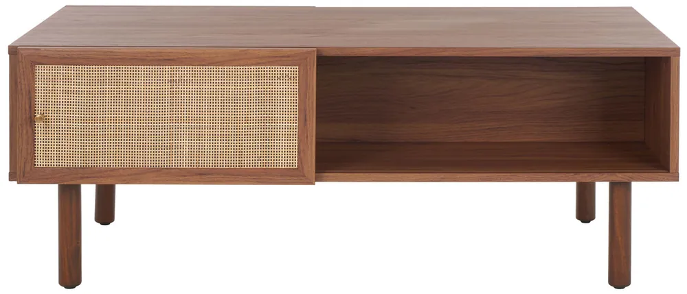 Shop Now Safavieh Silvanna 2 Door Coffee Table, Walnut / Natural Rattan