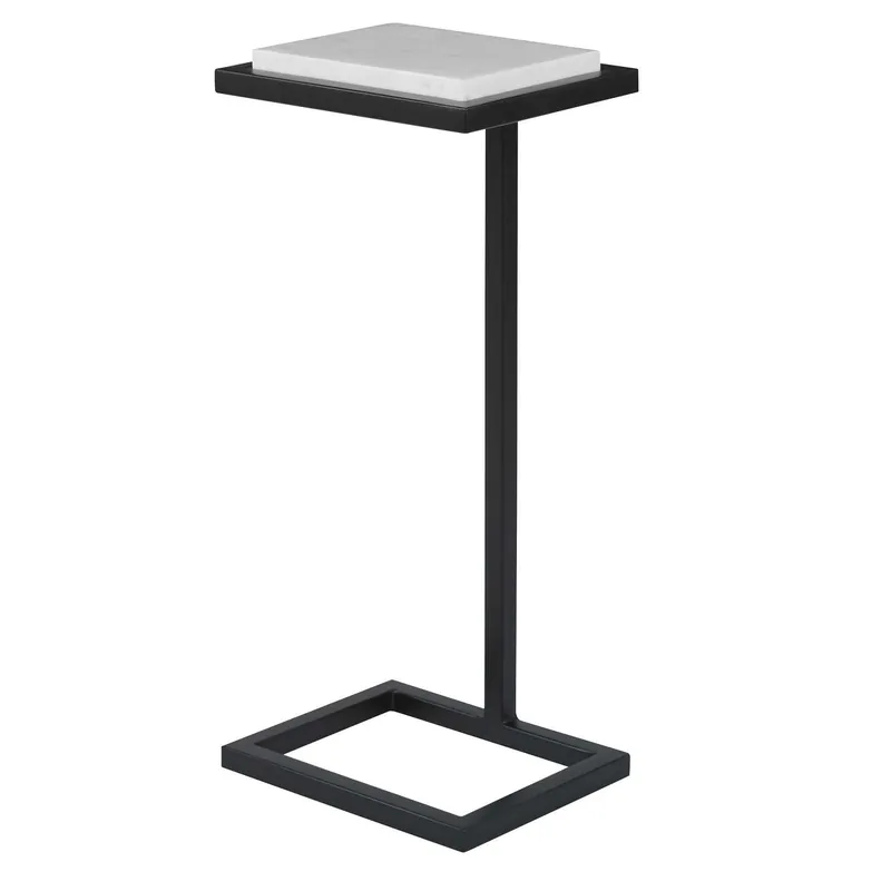 Home Decor Accent Table Satin Black White Top High Quality