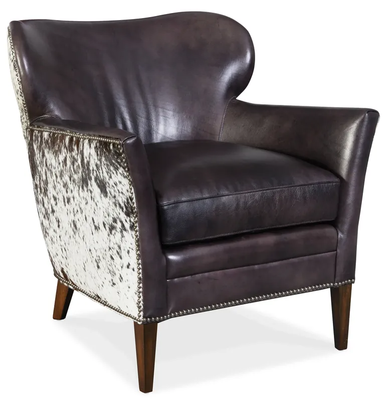 Free Delivery Kato Leather Club Chair w/ Salt Pepper HOH | Hooker Furniture - CC469-097
