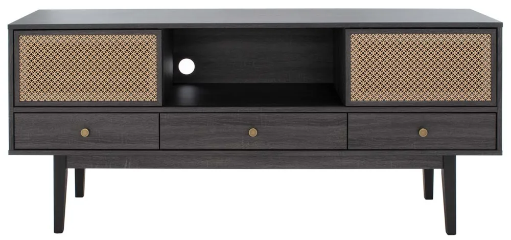 Original Safavieh Ceu 3 Drawer 1 Shelf Media Stand- Distressed Black