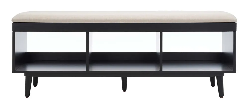 Exclusive Offer Safavieh Cricket Open Shelf Bench W/Cushion - Cream Linen/Black