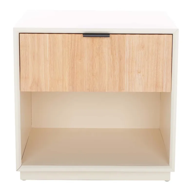 Best Seller Safavieh Grayden 1 Drawer Nightstand- White Body / Natural Front Drawer