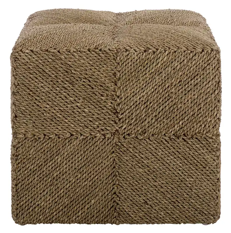 Grab Now Malta Woven Seagrass Ottoman | Safavieh Couture - CWK2028