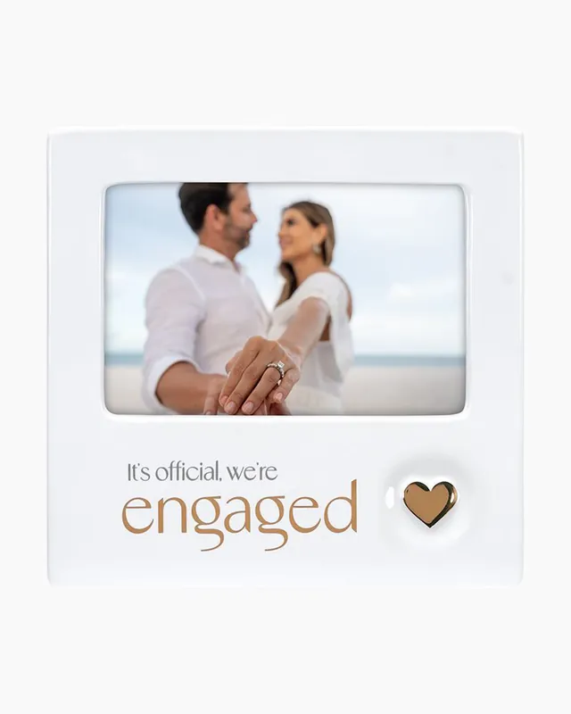 Special Offer It's Official, We're Engaged Embossed Ceramic Picture Frame (4x6)