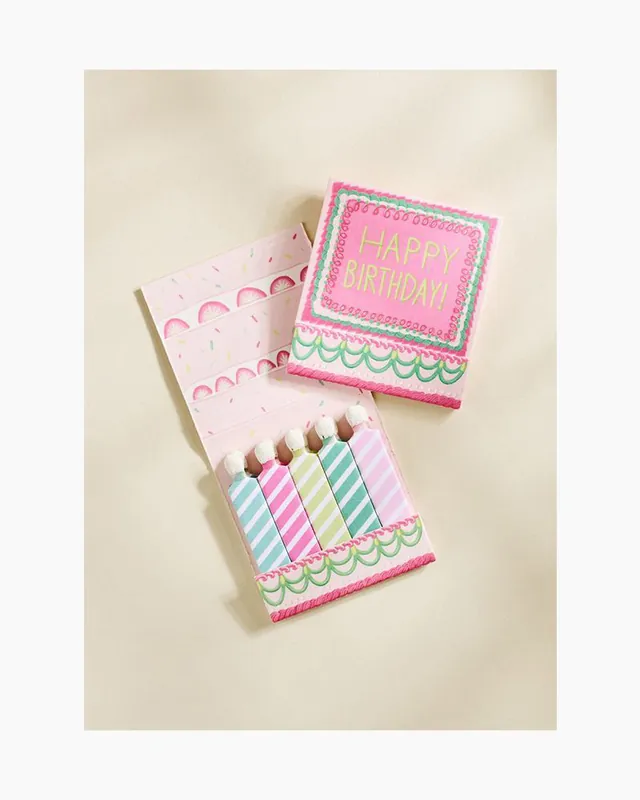 Markdown Happy Birthday Vintage Cake Printed Stem Matchbook