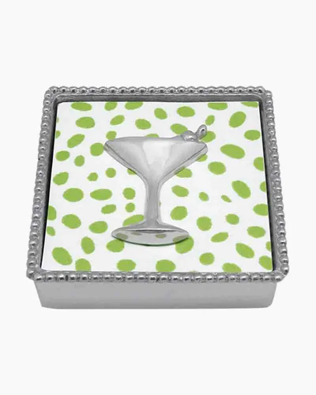 Beaded Edge Aluminum Box with Cocktail Glass Weight Editor’s Pick