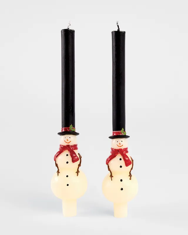 Money Back Guarantee Snowman Taper Candles (Pack of 2)