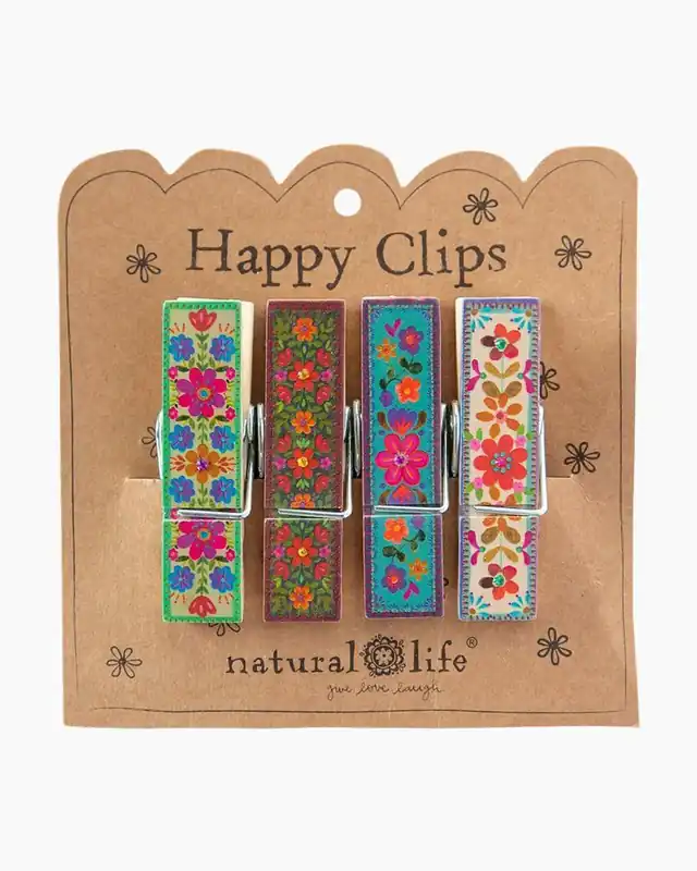 Cheap Multicolored Floral Happy Clips (Set of 4)