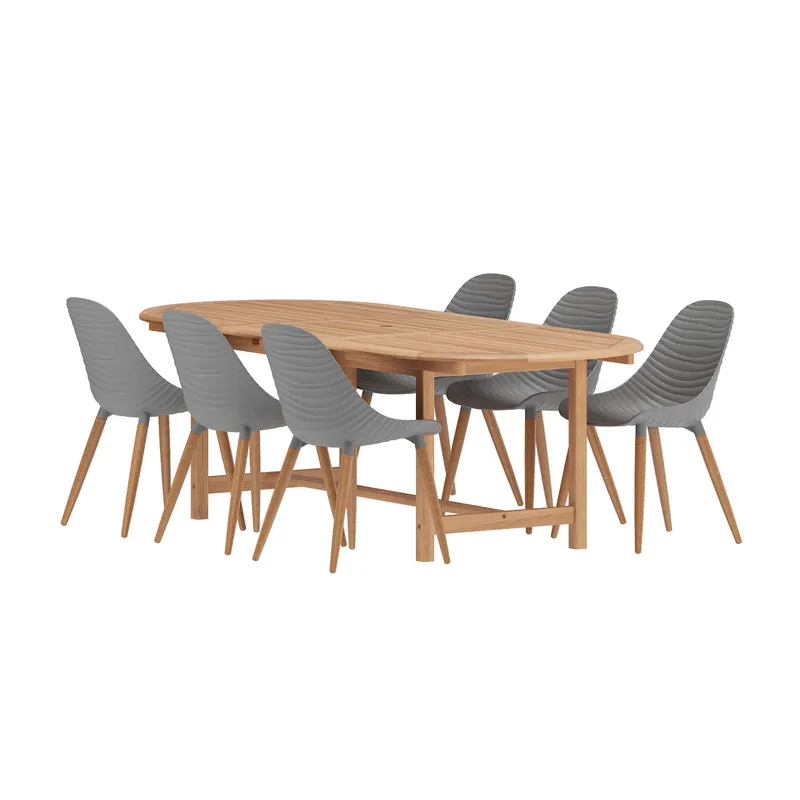 Amazonia SandyShores 7-Piece Oval Outdoor Dining Set | International Home Miami - GENDIANOV6STRMSDGR Editor’s Pick